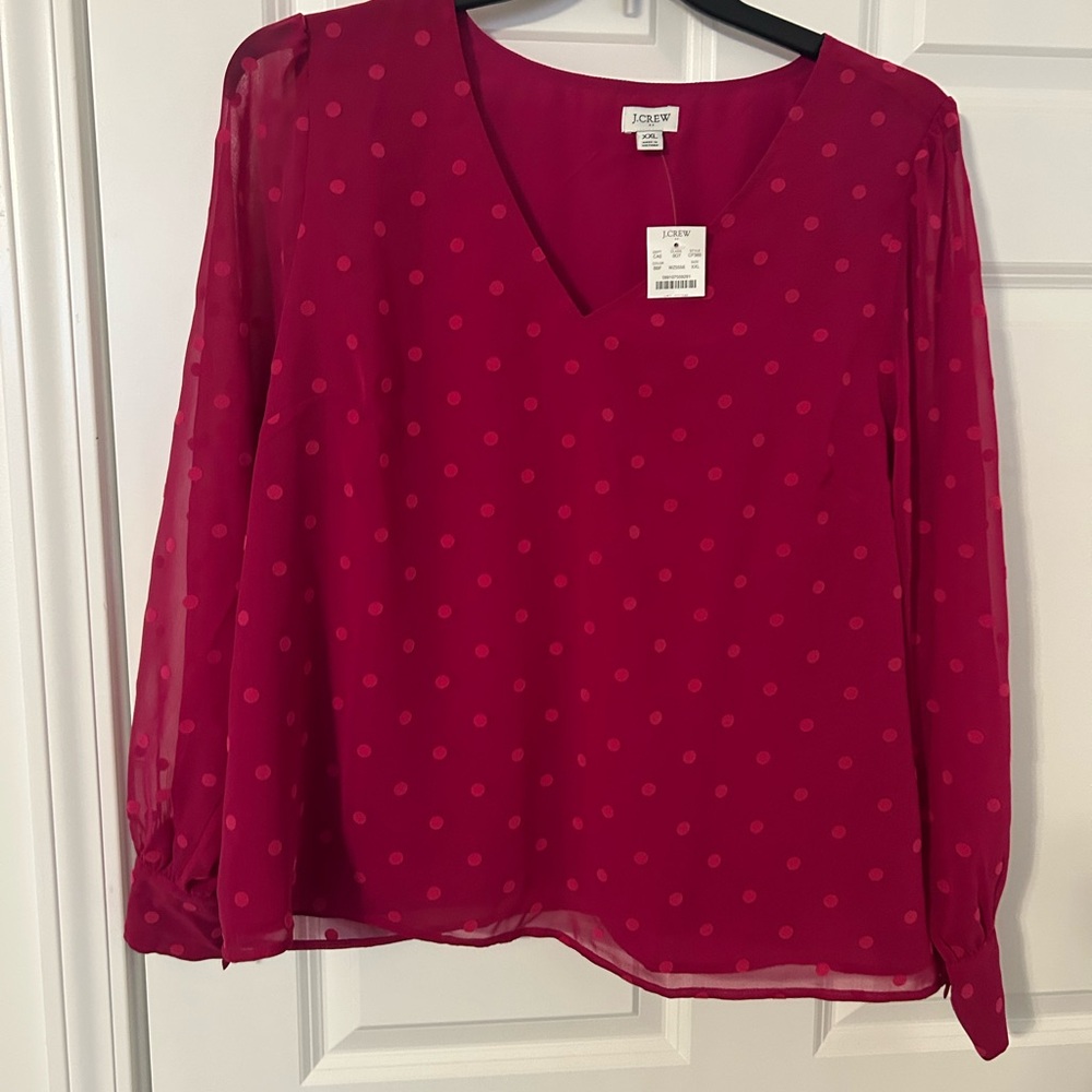 J. Crew Red Polka Dot Women's Top